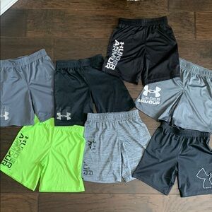Under Armour Boys Athletic Shorts Size 7 Lot of 7 pairs of shorts